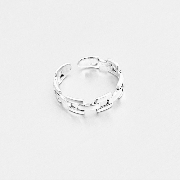 Sterling Silver Square Link Toe Ring, Silver Rings, Chain Links, Silver Band - Picture 10 of 13